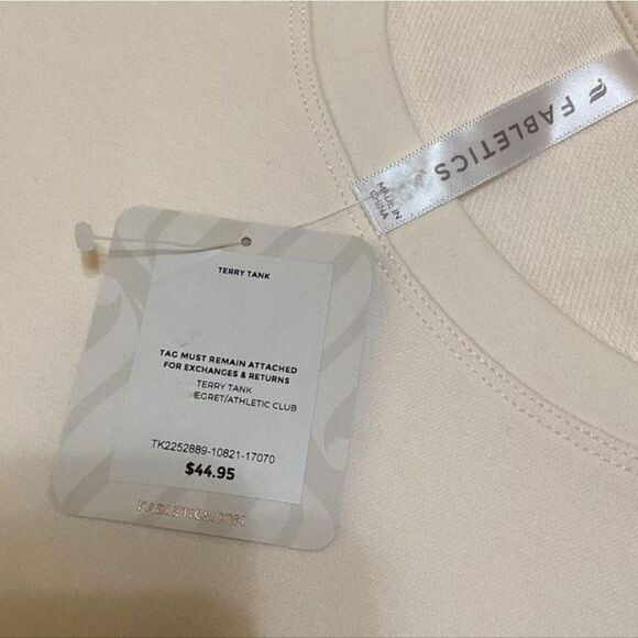 Fabletics Women's Cream Sleeveless Crewneck Pullover Terry Tank Top - Picture 14 of 14